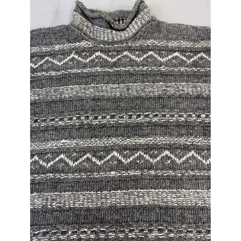 Vintage J Crew Gray White Fair Isle Knit Turtleneck Sweater Size Medium women‎